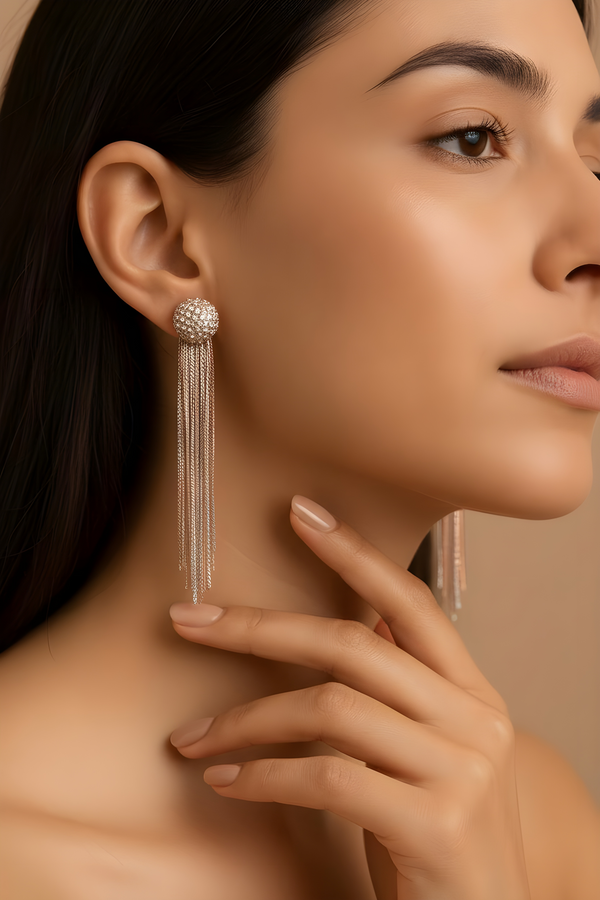 Crystal & Alloy Drop Earrings