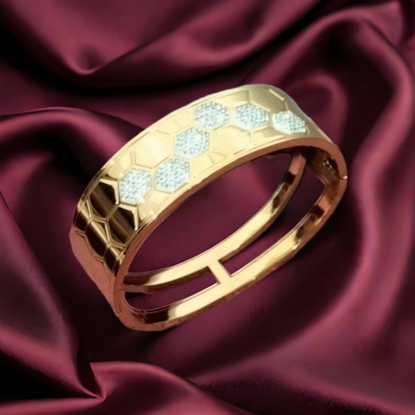 Celestraa Luxe Gold Bangle Bracelet with Dimond haxagone