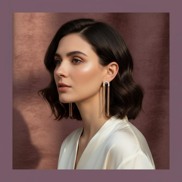 Ananya White Dimond Hoop Earrings