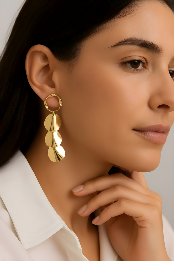 Afsana Gold Plated Dangler Earrings – Modern Circle Design