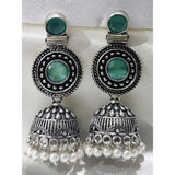 Dandiya Queen Festival Earrings for Women teal jhumka