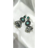 Dandiya Queen Festival Earrings for Women teal jhumka