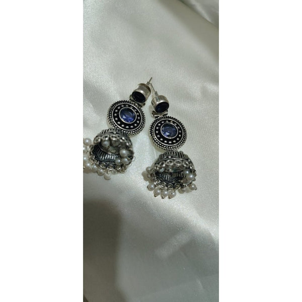 Dandiya Queen Festival Earrings for Women Royal blue jhumka