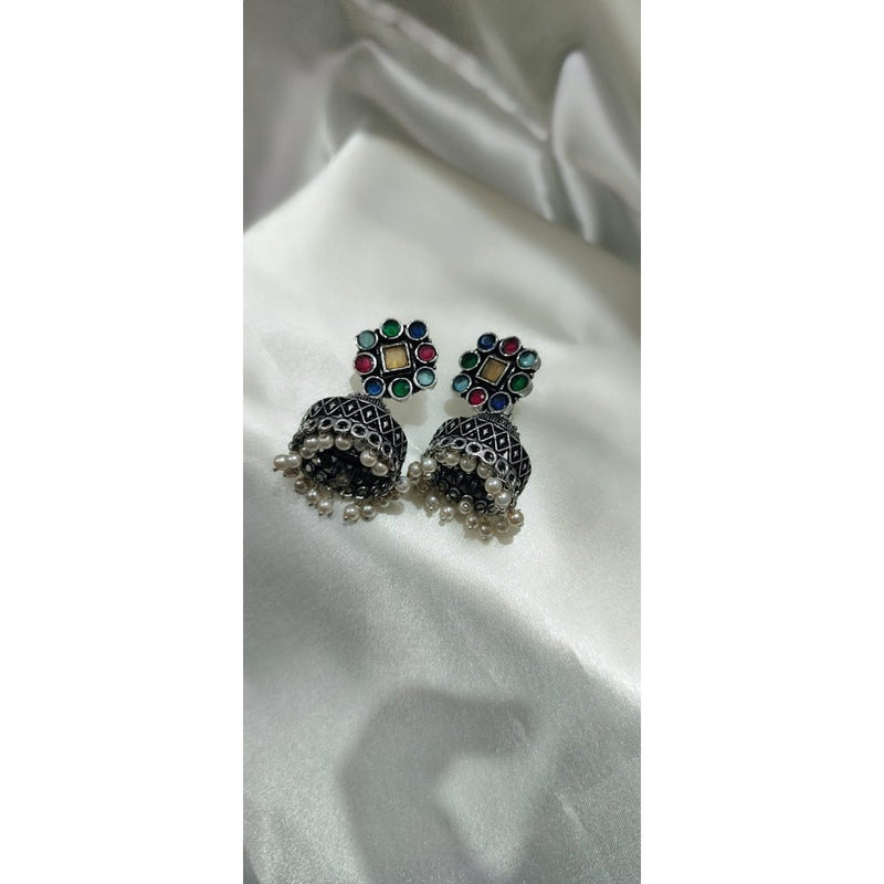 Navratri Special Oxidised  Multi colour  Jhumka Earrings for Women & Girls | Garba & Dandiya Jewellery
