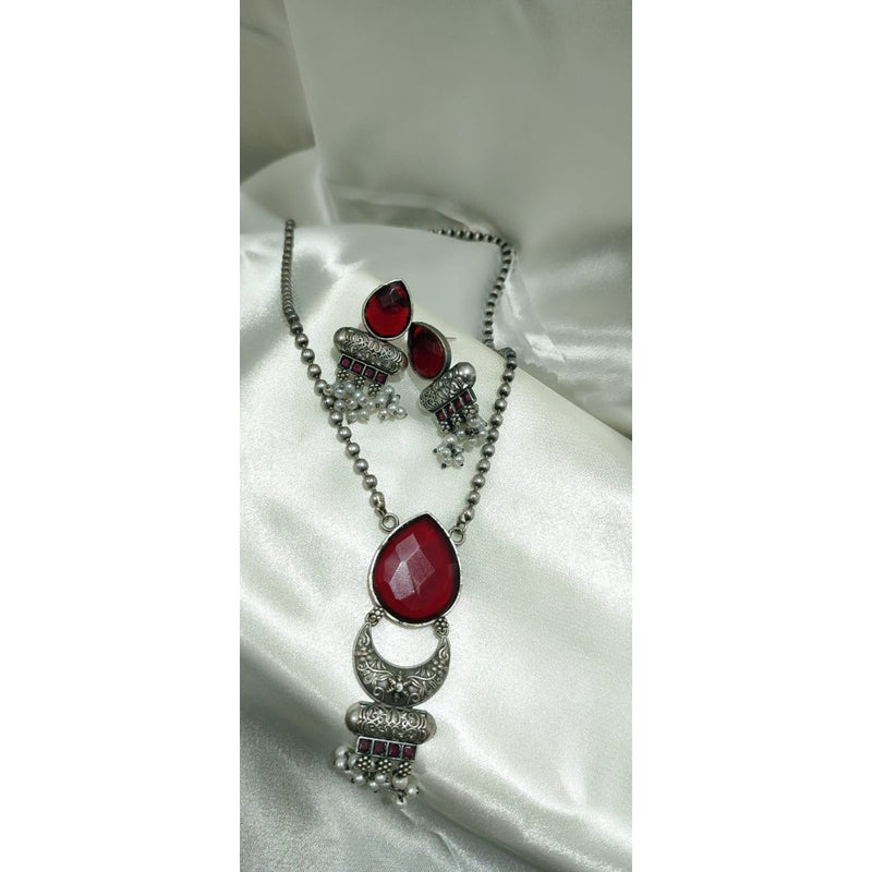 Vintage Oxidised Red  Pendant Set for Ethnic Functions