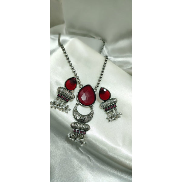Vintage Oxidised Red  Pendant Set for Ethnic Functions