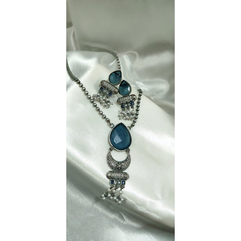 Oxidised Silver Pendant Set with Matching Earrings
