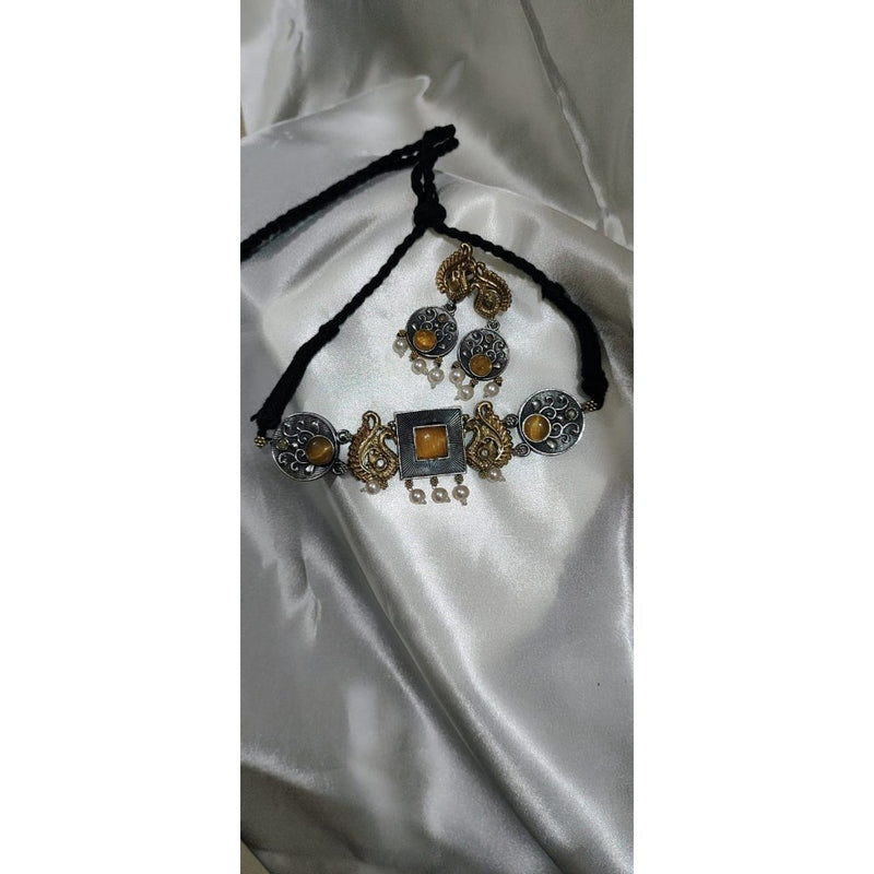 Stylish Choker Desert Yellow blue  Pendant Set for Evening Party