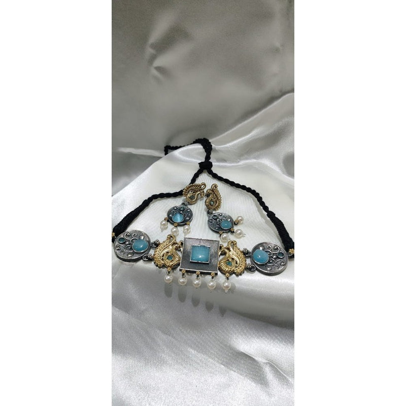 Stylish Choker Style Ocean blue  Pendant Set for Evening Party