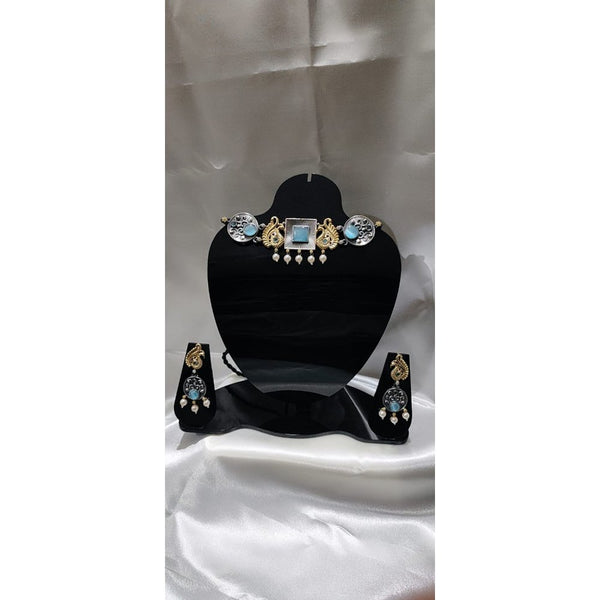 Stylish Choker Style Ocean blue  Pendant Set for Evening Party