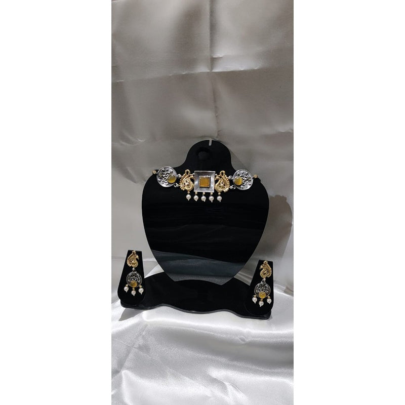 Stylish Choker Desert Yellow blue  Pendant Set for Evening Party