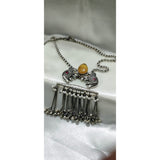 Antique Elephant yellow  Pendant Set for Traditional Saree Look