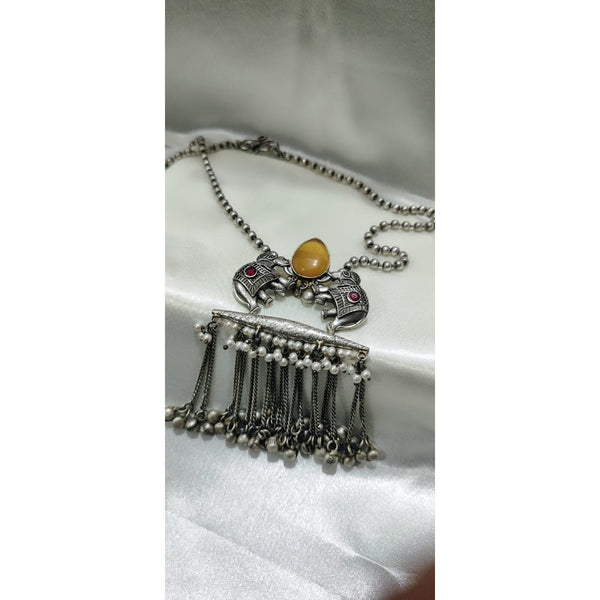 Antique Elephant yellow  Pendant Set for Traditional Saree Look