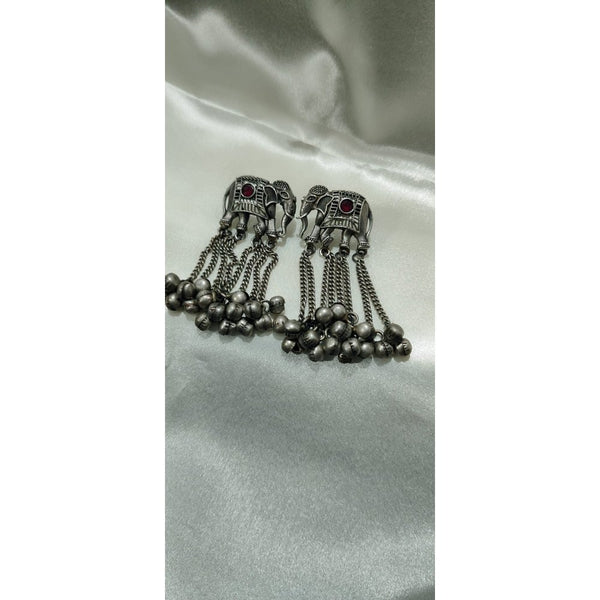 Antique Elephant Sea blue Pendant Set for Traditional Saree Look