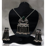 Antique Elephant Sea blue Pendant Set for Traditional Saree Look
