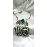 Antique Elephant Sea blue Pendant Set for Traditional Saree Look