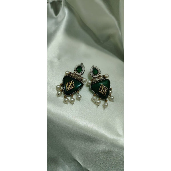 Rajasthani Oxidised Pendant Set with Green Meenakari Work