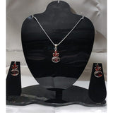 Meera Mohini  Red pendant set with earing for women