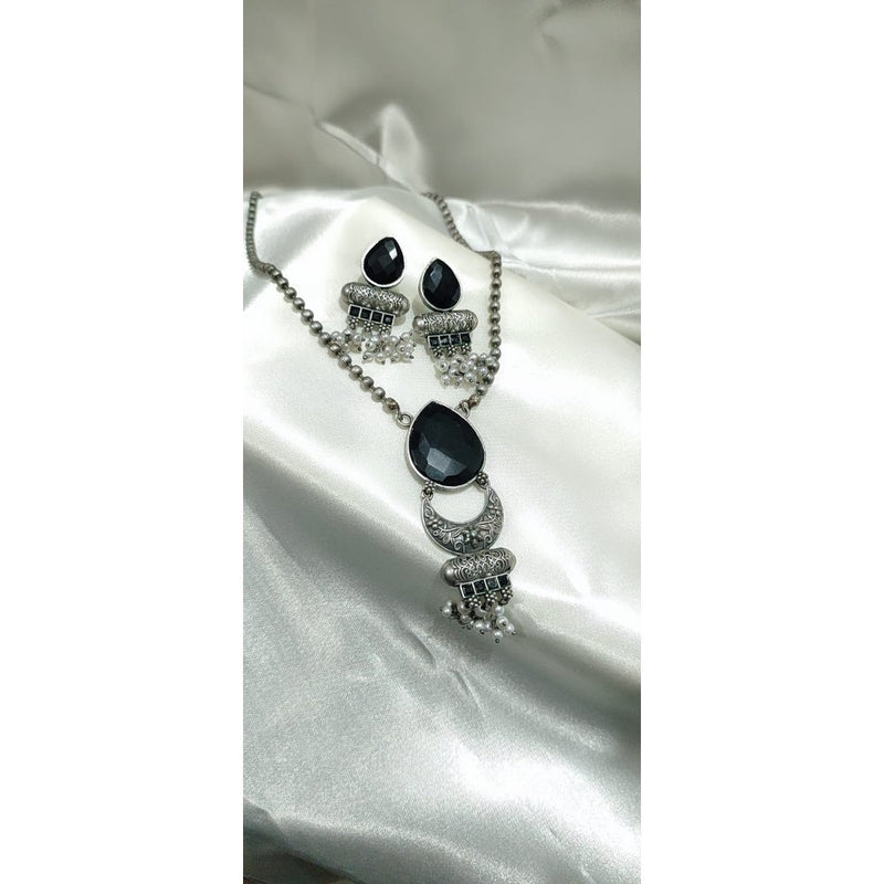 Oxidised Silver Pendant Set with Matching Earrings