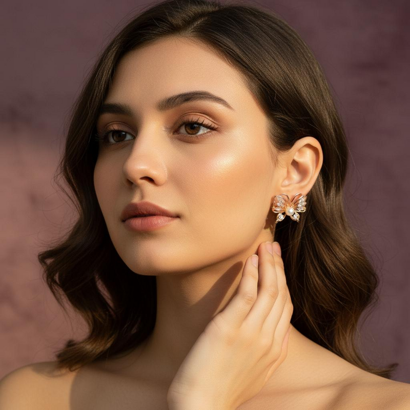 Butterfly Rose gold Earrings