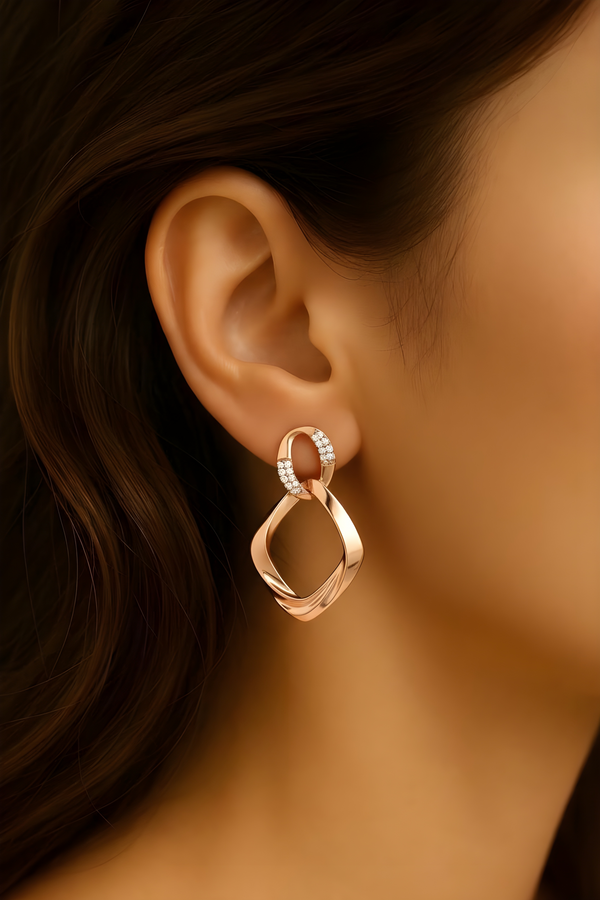 Suzen Rose gold  Hoops Earrings with Charms
