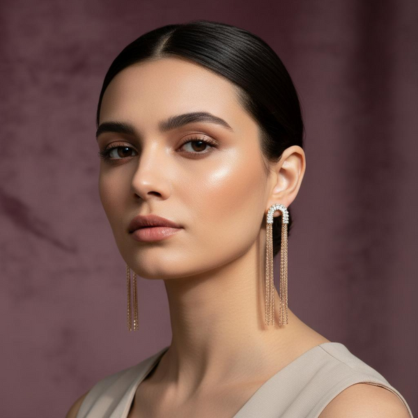 Ananya White Dimond Hoop Earrings
