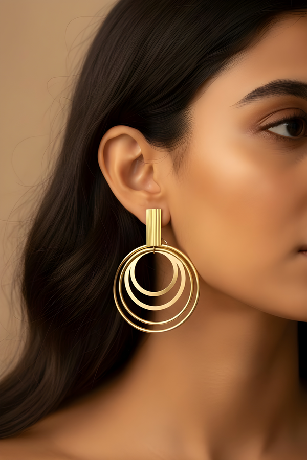 Gold plated round Earrings for Ethnic Wear